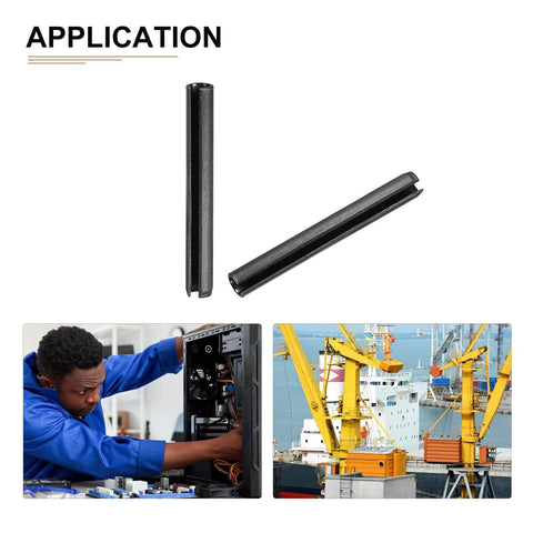 Six Millimeter By Fifty Millimeter Slotted Spring Pin Pack Of 20 Black 65Mn Steel Roll Dowel for machine fastening applications