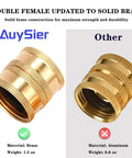 Dual Swivel Garden Hose Adapter Female To Female Connector Brass Heavy Duty 2 Pack No Fuss Corrosion Resistant Hose Fittings For Quick Tool Free Joins And Smooth Flow Watering, brass 3/4 GHT