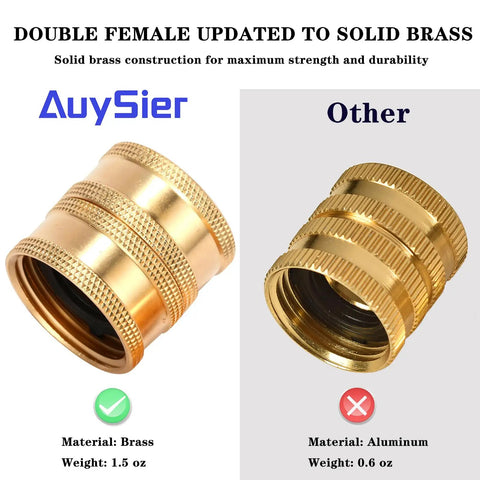 Dual Swivel Garden Hose Adapter Female To Female Connector Brass Heavy Duty 2 Pack No Fuss Corrosion Resistant Hose Fittings For Quick Tool Free Joins And Smooth Flow Watering, brass 3/4 GHT