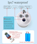 On The Go Portable Electric Camping Shower With Built In 5000mAh Battery control panel showing buttons and specifications