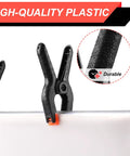 8 Pack 4.5 Inch Spring Nylon Clamps Heavy Duty Plastic Clips for crafts backdrops, showing durable high-quality plastic material.