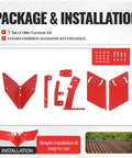Hiller Furrower Kit installation set with red steel parts for rear tine tiller, adjustable wing, compatible with various tillers