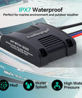 Marine Bluetooth Audio Receiver For Any Amp With RCA Outputs And 5.0 Tech Durable Water Resistant Build on boat surface