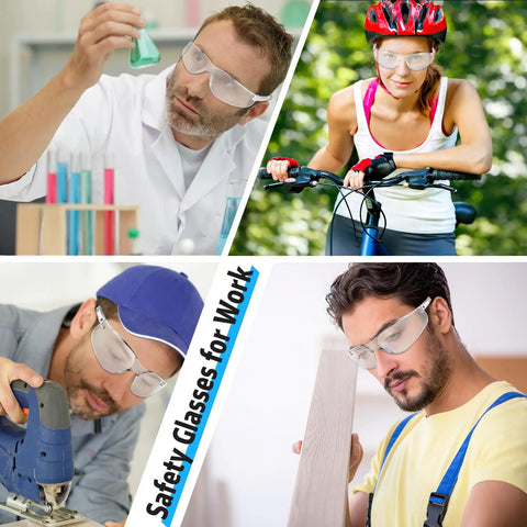 Clear ANSI Z87.1 Safety Glasses For Men With Polycarbonate Lenses, Scratch And Impact Resistant, Wind And Dust Protection, Comfy Fit, Available In Clear Or Smoke Tint For Everyday Outdoor Use