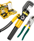 Beefy Heavy Duty Hydraulic Crimping Tool And Cable Cutter For 12 AWG To 2/0 AWG 10 Ton Battery Crimper With 9 Die Set