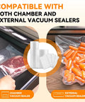 Three 8 Inch By 50 Foot Vacuum Sealer Rolls For Food Storage, Sous Vide And Meal Prep, Compatible With External And Chamber Sealers