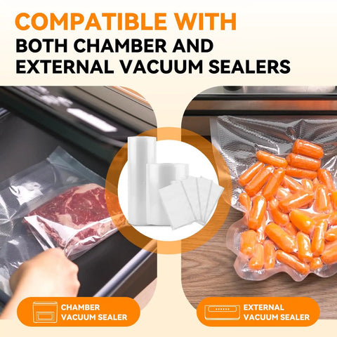 Three 8 Inch By 50 Foot Vacuum Sealer Rolls For Food Storage, Sous Vide And Meal Prep, Compatible With External And Chamber Sealers
