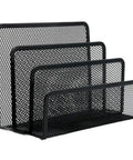 Boss Level Metal File Organizer and Letter Holder Desk Tray, black metal with three slots for mail and documents