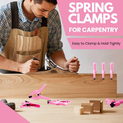 12 Pack Pink 3 5 Inch Nylon Spring Clamps Tough As Nails Heavy Duty Plastic Clips With Secure Hold used in carpentry projects.