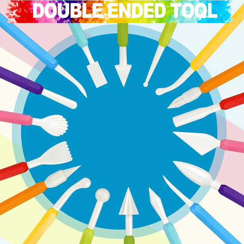 Double-ended tools from Air Dry Clay Tool Set For Kids And Beginners, Plastic Sculpting Tools Kit For Pottery And Modeling Polymer Clay