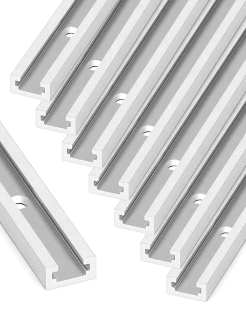 Aluminum T Track Kit 8 Pack 48 Inch Universal Double Cut Profile with Heavy Duty Predrilled Mounting Holes for woodworking fixtures