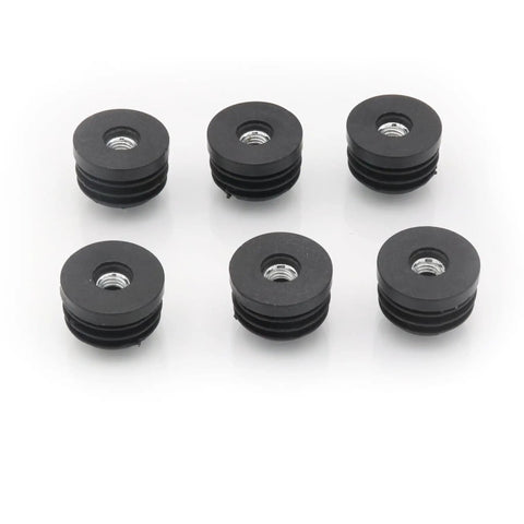 Six Pack Round Tube Plugs With M8 Thread Black Plastic Furniture Leg End Caps 30mm Diameter For Casters And Adjustable Feet Fits Chairs Tables And DIY Projects