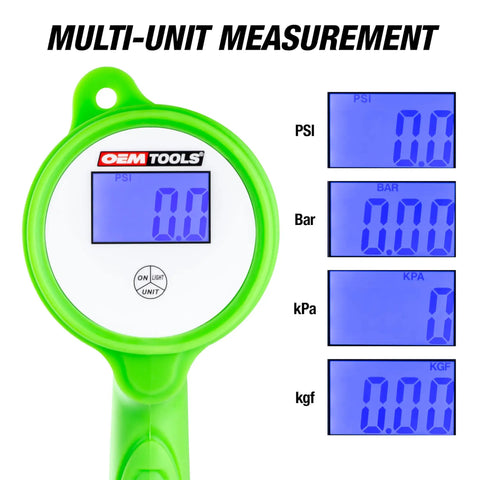 Pro Grade Digital Tire Inflator With Gauge And LCD Display multi-unit measurement options