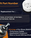 Part numbers for HVAC Air Conditioning Heater Blower Motor With Brushless Motor And Fan Cage Direct Fit For Lexus CT200h