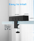 Straight Up Solid Desk Clamp Power Strip With Nine AC Outlets And Eight USB Ports For Stacked 40W Fast Charging built different, easy installation dimensions.