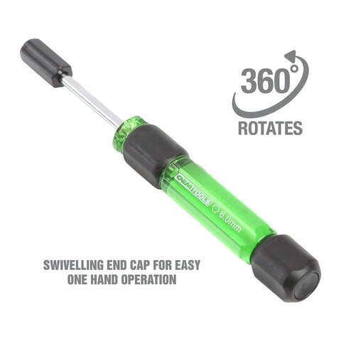 6 mm green and black swivel nut driver, part of 7 Piece Precision Nut Driver Set Green And Black Metric 3 To 6 mm Nut Drivers For Jewelry And Electronics