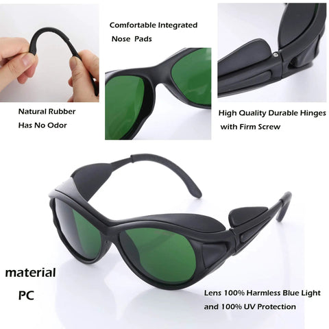 Pro Grade Laser Safety Glasses With Broad Spectrum Shield 190nm to 1200nm For Violet Blue Red Lasers, EN207 Certified, close-up