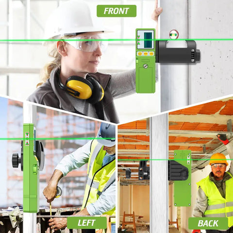 Green Beam Laser Detector For Line Lasers With Pulse Mode Digital Receiver For 50Hz To 275Hz Green Levels Three Sided LED Display Accurate To 1.5mm No Fuss Leveling And Precise Positioning On Any Job Site