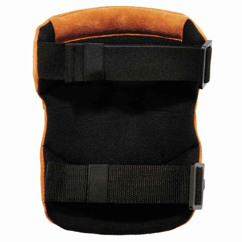 Back view of Leather Knee Pads ProFlex 230 Brown Heavy Duty Work Gear with heat-resistant leather cap and adjustable buckles