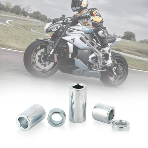 Beefy Eleven Piece M12 Axle Bushing Spacer Kit In Steel For Most Motorcycles With A Classic 12mm Axle Fit Inner Diameter About 12.2mm Outer Diameter 19mm And Lengths From 5mm To 50mm Includes M12 Nut Built Tough For A Snug Durable Ride. steel motorcycle axle spacers with M12 nut