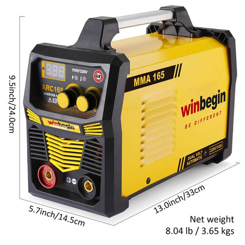 Dual Voltage Arc Welding Machine 100V To 240V With Digital Display 165A Max Heavy Duty Stick Welder with aluminum handle.