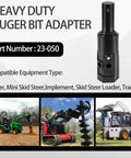 2 Inch Female Hex To 2 Inch Male Round Auger Bit Converter Adapter For Auger, Skid Steer Loader, Tractor And Implements, images of adapter usage.