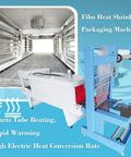 Automatic Heat Shrink Sleeve Sealing And Cutting Machine For PE POF PP PVC Films, showing heated chamber and cutting section.