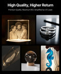 Glass and metal items engraved with Pro Grade Ultra UV Glass Engraver With 5W Laser, 3D Inner Engraving, Dual 48MP Cameras.