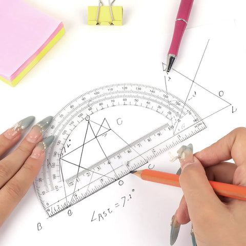 Using Clear 6 Inch Protractor Set Of 2 For Geometry Classrooms And Offices See Through 180 Degree Protractors With Easy Read Scale Transparent School Supplies For Students And Teachers for angle measurement on paper
