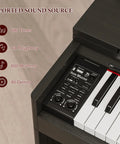 Close-up of Dope 88 Key Weighted Digital Piano Keyboard With Bench And Stand For Beginners And Adults LCD display and controls