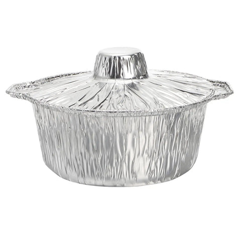 Disposable Aluminum Pots With Lids 10 Pack 2 Liter Round Foil Pan Food Containers For Camping Picnics Travel Heating And Cooking Easy Cleanup
