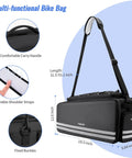 40L Bike Trunk Bag For Rear Rack With Foldable Panniers Ebike Battery Compatible Bag with adjustable shoulder strap and reflective strips