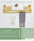 Brushed Dark Gold Stainless Steel Towel Rack With Double Bar Holder For Bathroom Wall Mount SUS 304 Durable Towel Shelf 23.62 Inches