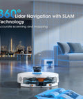 Self Emptying Robotic Vacuum And Mop With 75 Day Hands Free Self Emptying Dustbin LiDAR Mapping Strong Suction operation