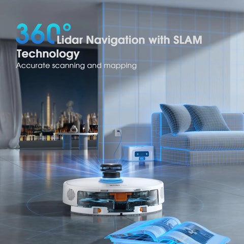 Self Emptying Robotic Vacuum And Mop With 75 Day Hands Free Self Emptying Dustbin LiDAR Mapping Strong Suction operation
