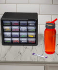 Heavy Duty 16 Drawer Plastic Storage Cabinet For Garage And Craft Organization Durable High Impact Organizer on counter
