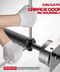 Heavy Duty 2 Inch Garage Door Torsion Springs Replacement Set With Aluminum Stationary And Winding Cones Includes 17.5 Inch Winding Bars Left And Right Springs And 18,000 Plus Cycles For Durable Home Garage Door Replacement And Installation image showing hands using winding bars on a torsion spring.