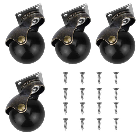 Caster Wheels Set Of 4 Plate Caster 2 Inch Swivel Replacement With Screws Antique Brass Castors Without Lock For Easy Glide