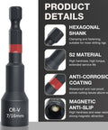80 Piece Magnetic Impact Nut Driver Set With SAE And Metric Sockets showing hexagonal shank and CR-V 7/16mm detail
