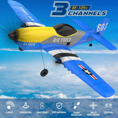 Foam RC Airplane For Beginners With 6 Axis Gyro Stabilizer And 2.4GHz Remote 3 Channel Control Dual Batteries Easy To Fly