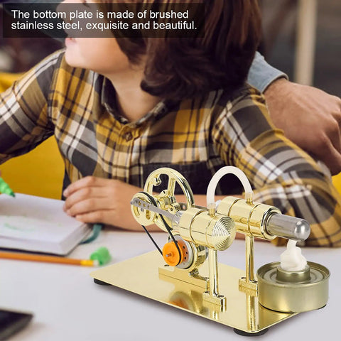 Stirling Engine Model For Kids And Students With Brushed Stainless Steel Base Easy Assembly Science Toy in classroom setting