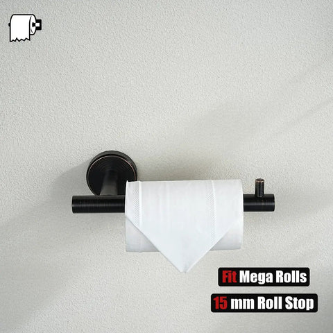 Oil Rubbed Bronze Stainless Steel Bathroom Hardware Set Five Piece Wall Mount Kit Toilet Paper Holder with Mega Roll Fit