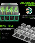 Seed Starter Tray With Grow Light And Heat Mat Thermostat showing adjustable humidity domes and drain holes for efficient growth