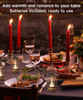 12 Pack Mini Lanterns With Flickering LED Candles, 6 Inch Vintage Western Lanterns on dining table setting for cozy rustic decor