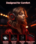 A person wearing Wireless Gaming Headset With 7.1 Surround Sound, 2.4Ghz USB Dongle And Bluetooth 5.4, with RGB lighting and comfort features.