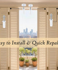 Six Piece Bi Fold Door Top Roller Guide Wheel And Top Pivot Spring Loaded Bifold Door Hardware Repair Kit installed on shutters