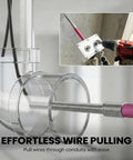Pro Electrician Wire Pulling Assistant Cable Threading Machine For Wall Wiring Job, showing wire pulling through clear conduit.