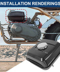 Installed Fuel Tank And Carburetor Kit For 212cc 196cc Go Kart Mini Bike Engines Six Point Five HP GX160 GX200, black, on engine.