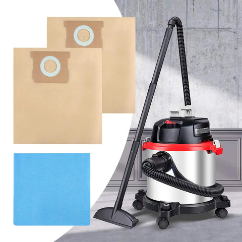 Heavy Duty Shop Vac Bags For Stanley 5 To 6 Gallon Wet Dry Vacuums Replacement 19-3100 with vacuum and bags displayed