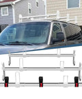 Heavy Duty 3 Bar Van Roof Rack Adjustable From 41.5 To 70 Inches Gutter Mount Ladder Carrier for Chevy Express Ford Econoline GMC Savana